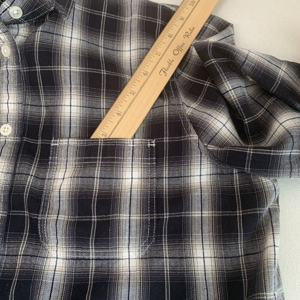 Ralph Lauren plaid flannel shirt Womens Medium‎ Black Cream Lauren Jeans Cotton - Picture 4 of 12